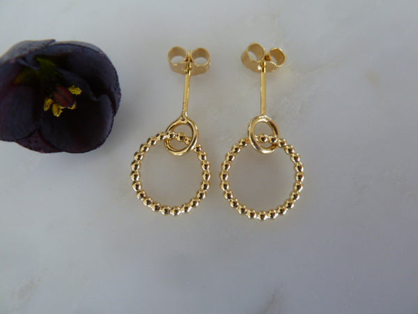 gold circle dot stud earrings
