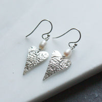 slender silver heart earrings
