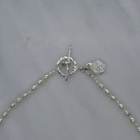 silver rose heart pearl necklace